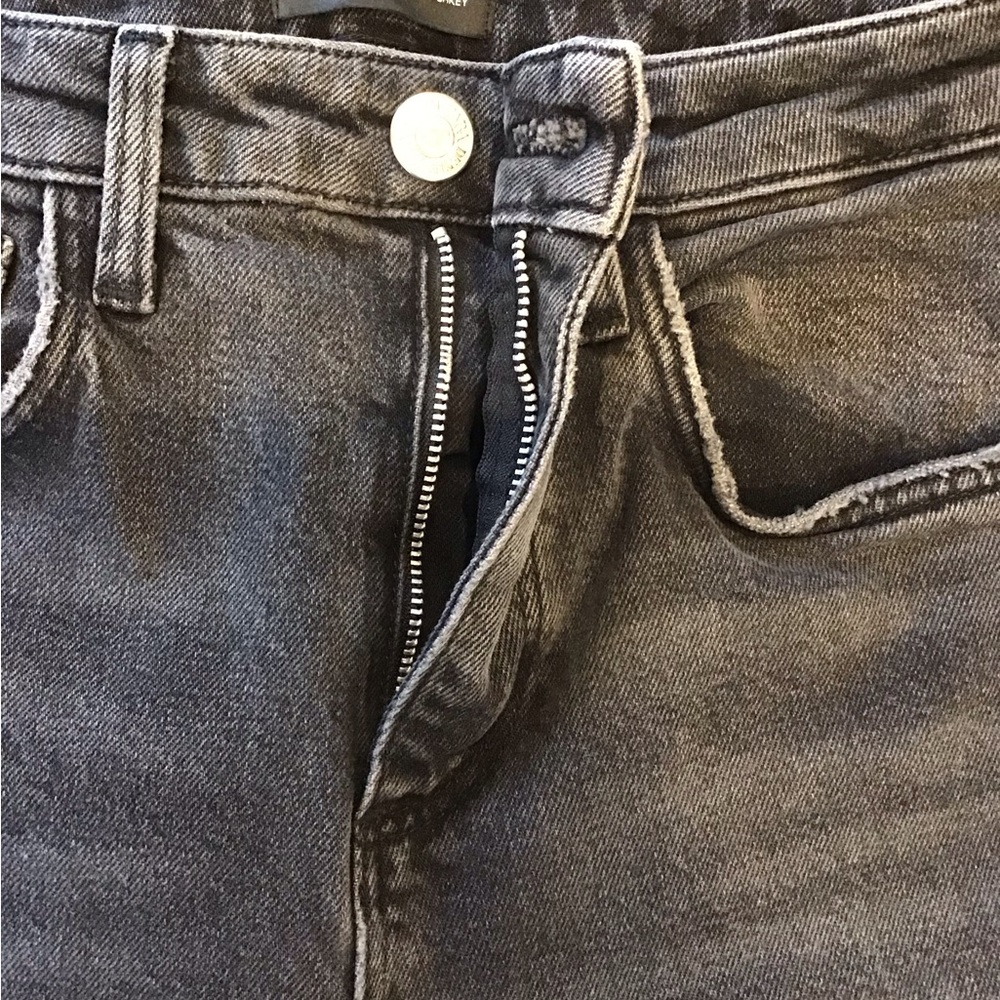 ZARA High Rise Straight Leg Jeans Faded Black Raw Hem - Size 4 / 26 - Picture 6 of 9